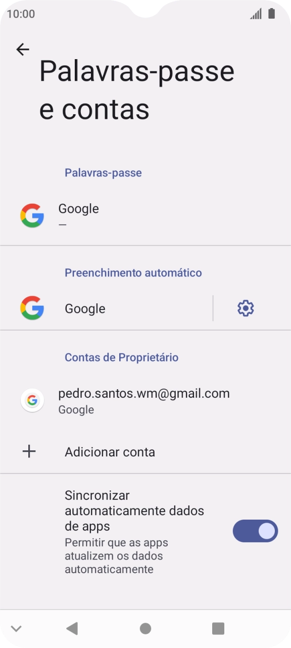 Prima Adicionar conta.