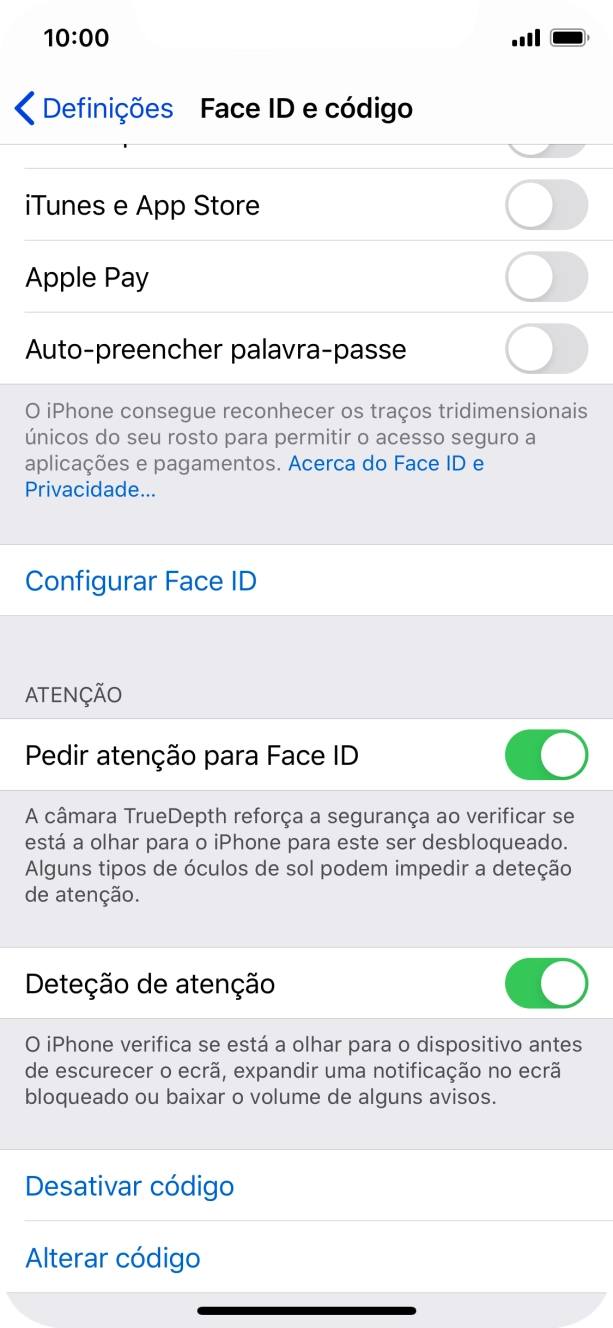Prima Desativar código, e introduza o código de bloqueio.