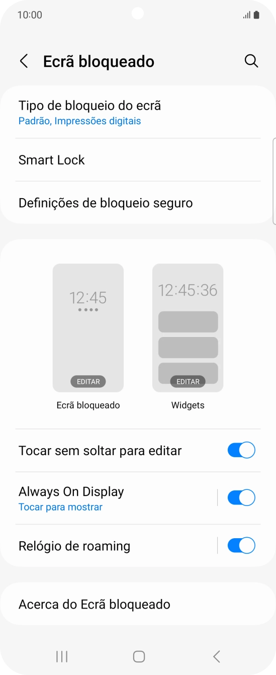Prima Tipo de bloqueio do ecrã e introduza o código adicional de bloqueio do telefone que criou anteriormente.