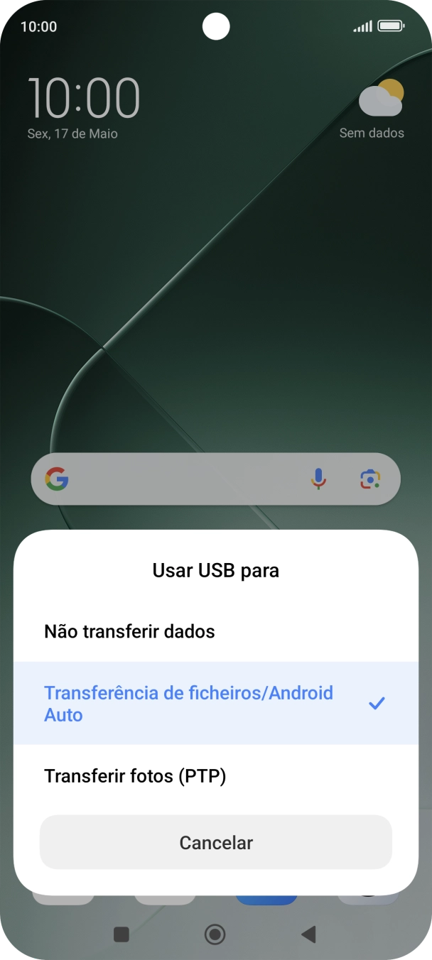 Prima Transferências de ficheiros/Android Auto.