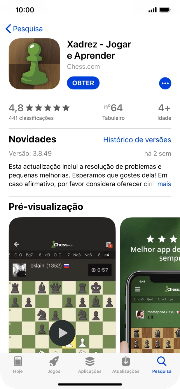 Prima OBTER e siga as instruções no ecrã para instalar a app.
