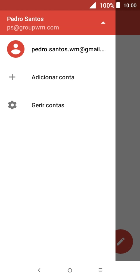 Prima a conta de e-mail pretendida.