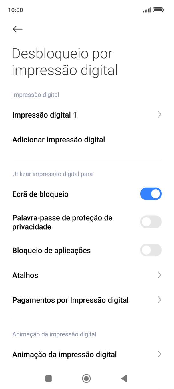 Prima os indicadores junto às definições pretendidas para as ativar ou desativar.