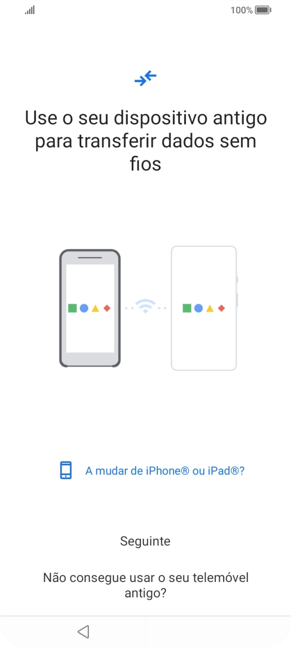 Siga as indicações no ecrã para transferir conteúdo de outro telefone e completar a ativação do telefone.