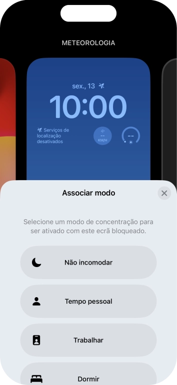 Prima o modo de concentração pretendido.