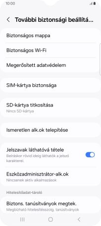 Válaszd a SIM-kártya biztonsága lehetőséget.