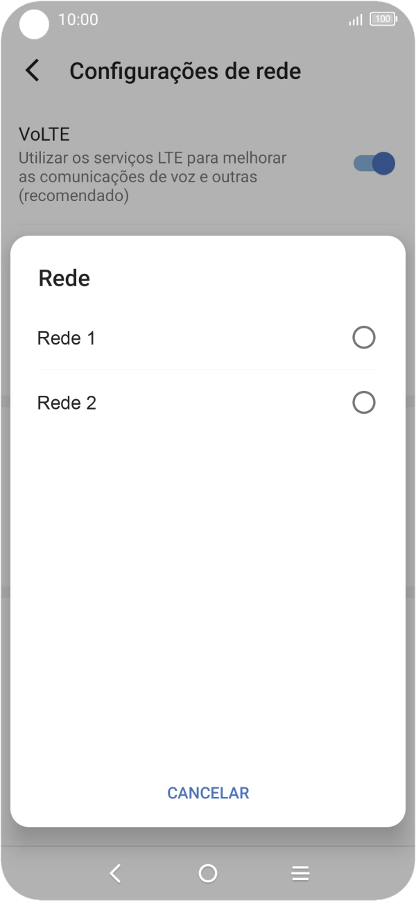 Prima a rede pretendida.