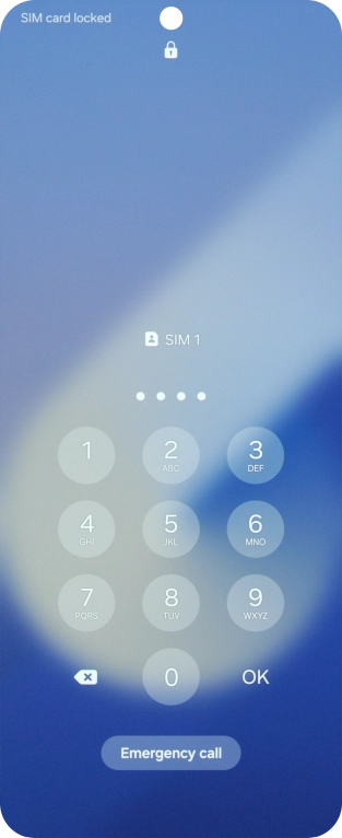 Se o cartão SIM estiver bloqueado, deve introduzir o código PIN e premir OK.
