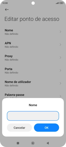 Introduza Vodafone Internet e prima OK.