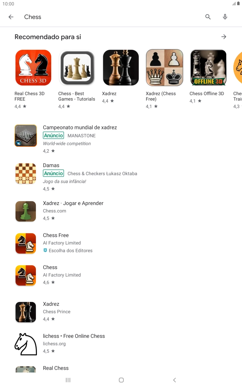 Prima a app pretendida.