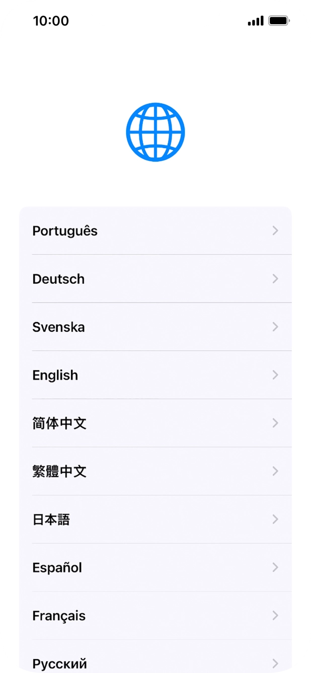 Prima o idioma pretendido.