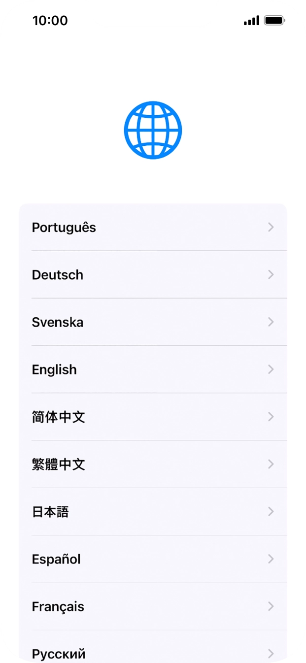 Prima o idioma pretendido.
