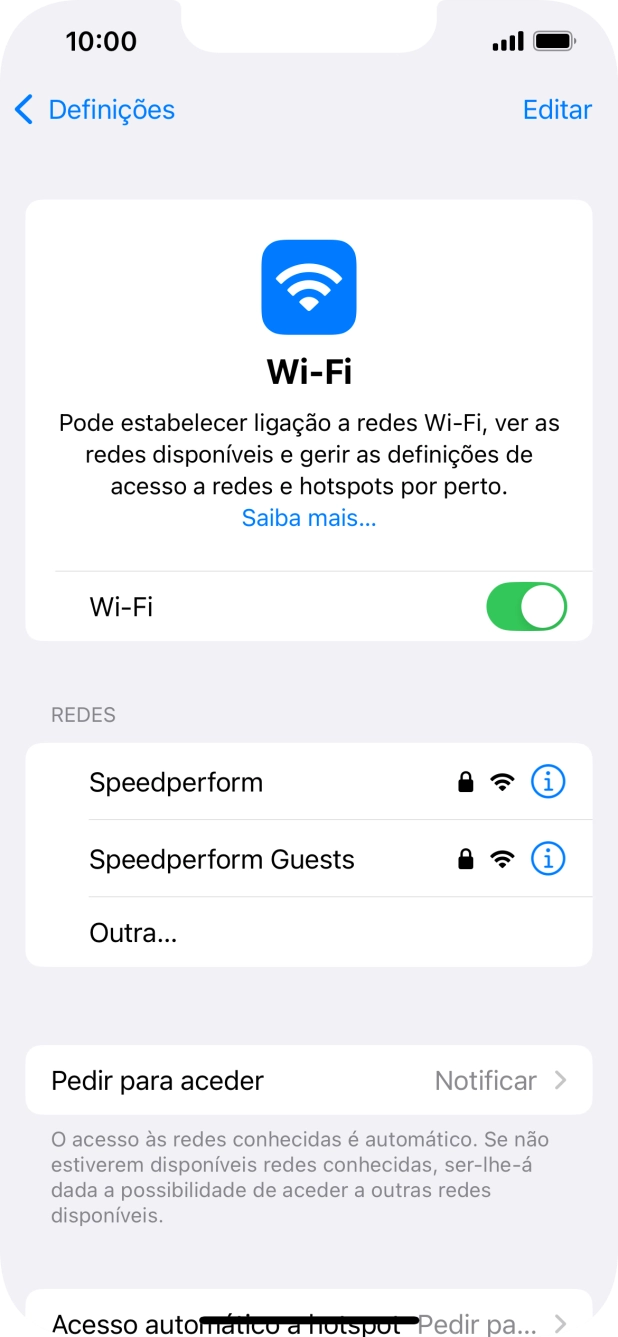 Prima a rede Wi-Fi pretendida e introduza a password da rede Wi-Fi.