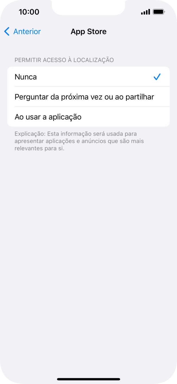 Prima a definição pretendida para ativar ou desativar a função.