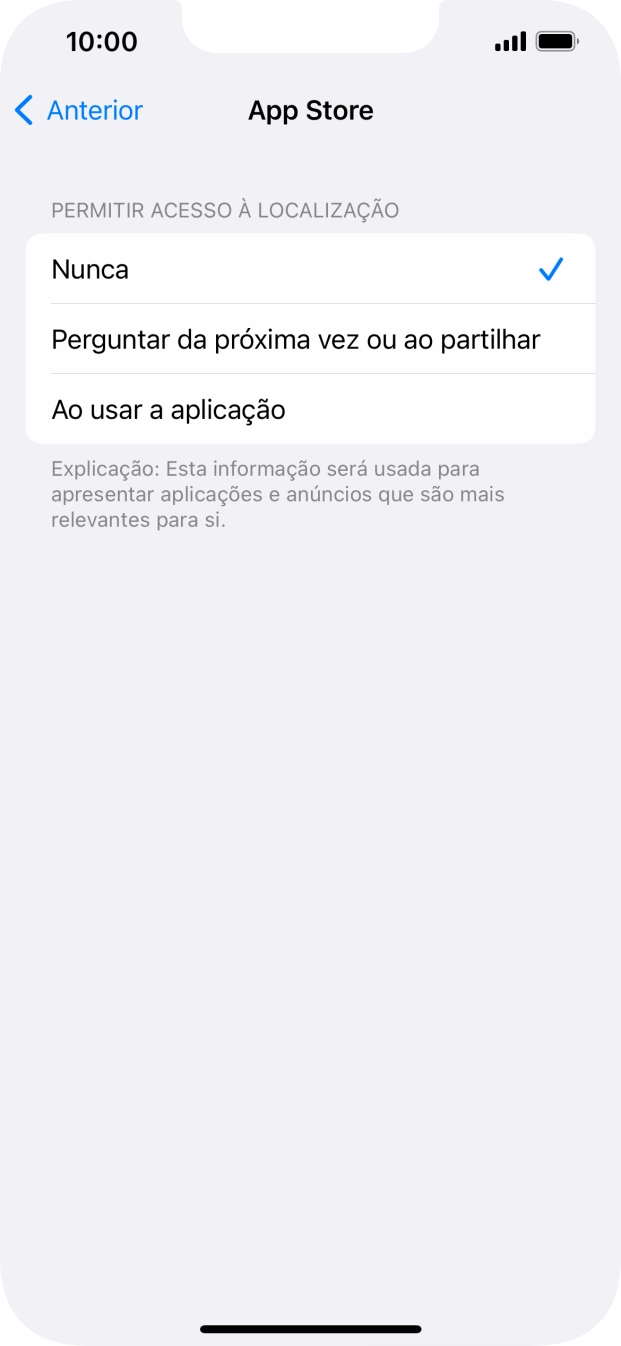 Prima a definição pretendida para ativar ou desativar a função.