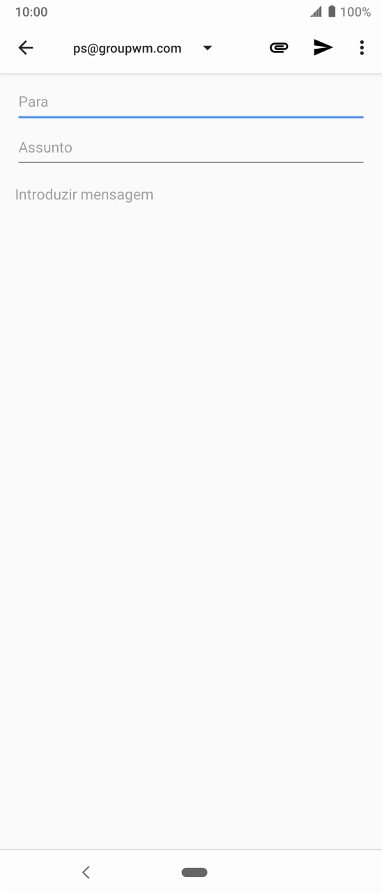 Prima Para e introduza as primeiras letras do nome do destinatário.