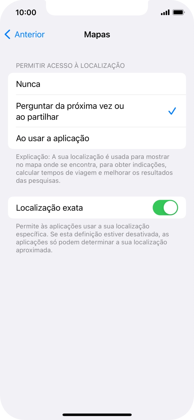 Prima a definição pretendida para ativar ou desativar a função.