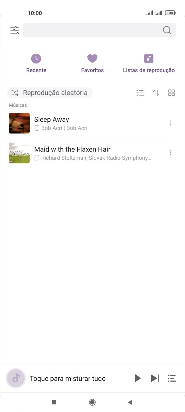 Prima o ficheiro de música pretendido.