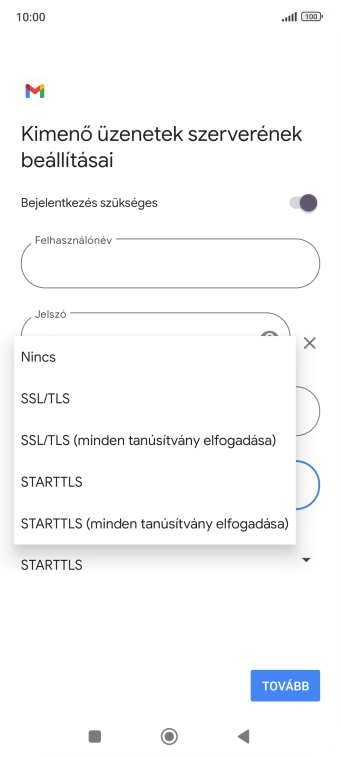 Válaszd az SSL/TLS lehetőséget.