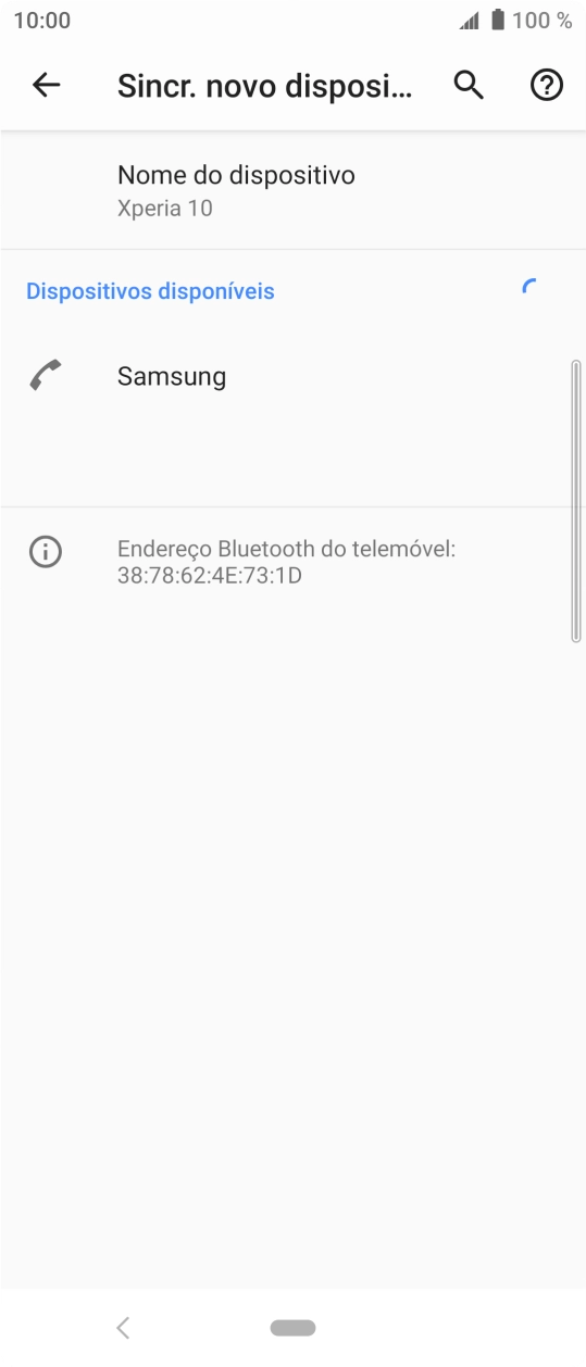 Prima o dispositivo Bluetooth pretendido e siga as indicações no ecrã para emparelhar o dispositivo pretendido com o telefone.