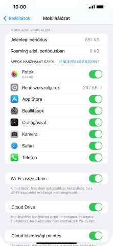 Kattints a kívánt programok melletti csúszkákra a funkciók be- vagy kikapcsolásához.