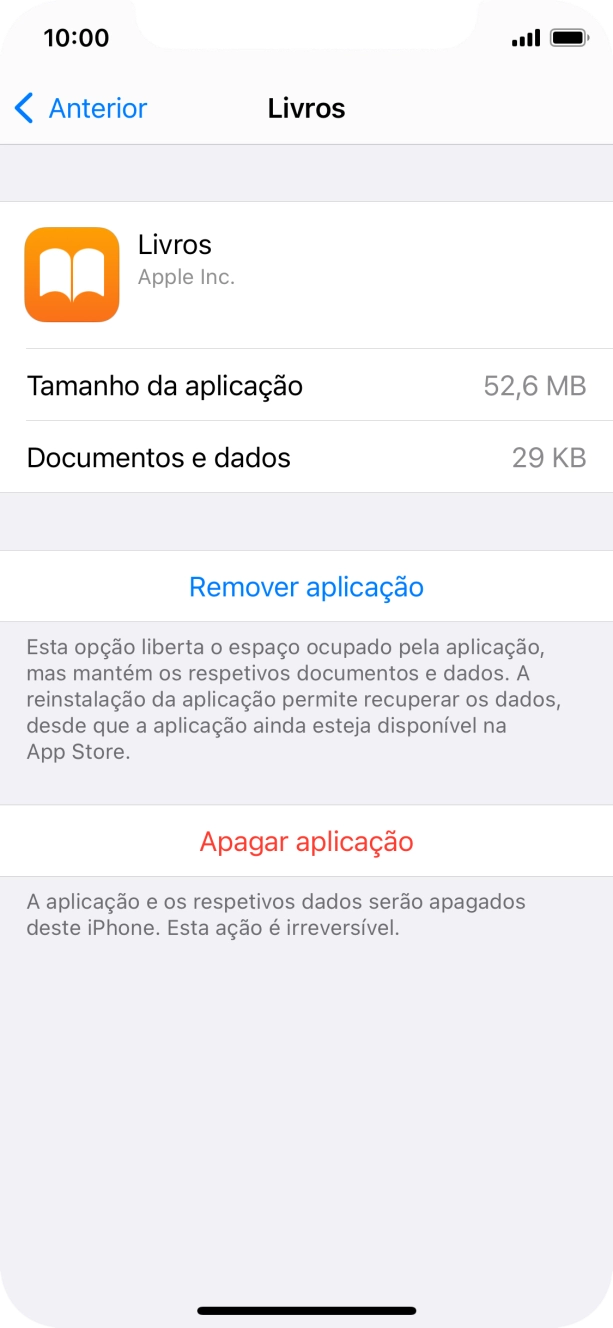 Prima Remover aplicação.