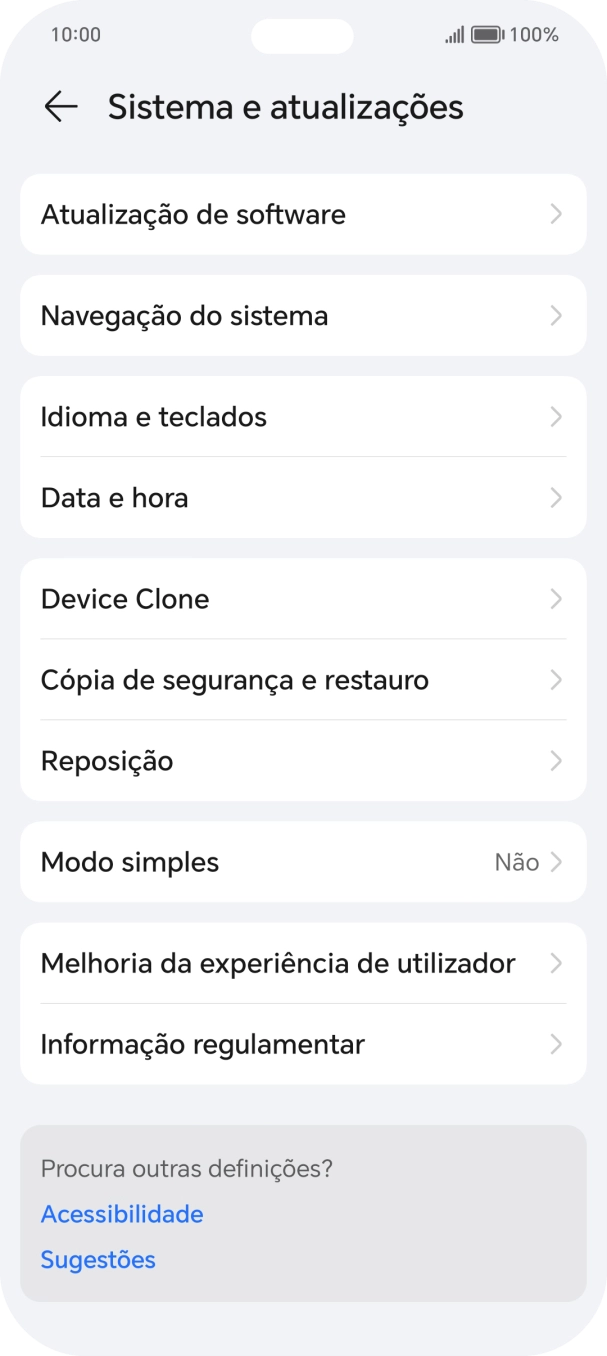 Prima Atualização de software. Se existir uma nova versão de software disponível, será agora indicado no ecrã. Siga as indicações no ecrã para atualizar o software do telefone.