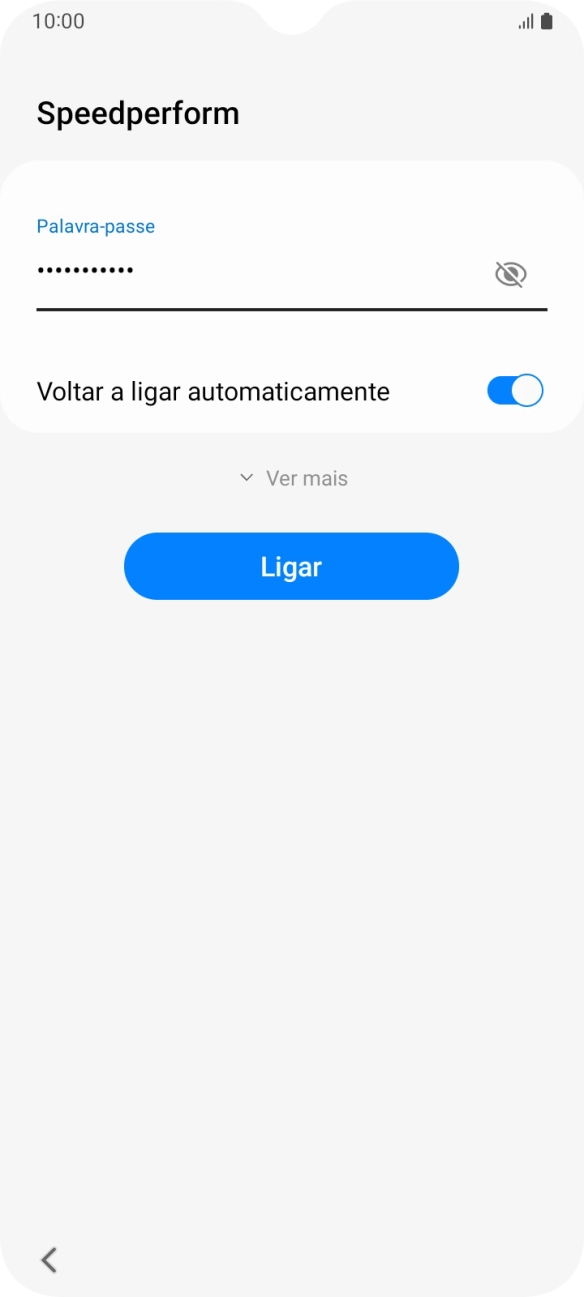 Introduza a password da rede Wi-Fi e prima Ligar.