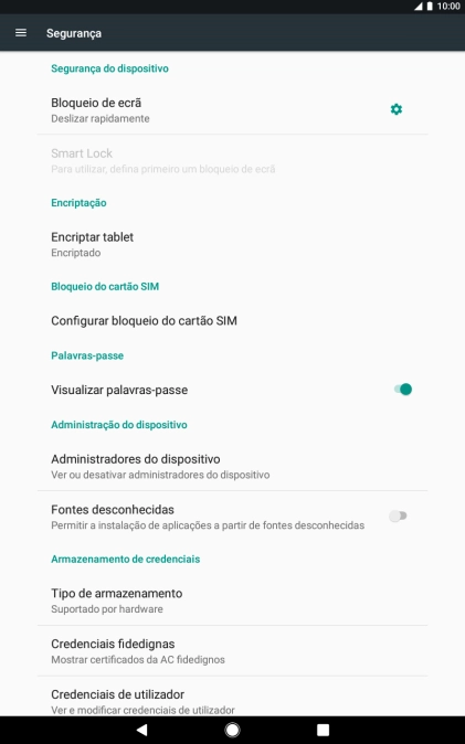 Prima Configurar bloqueio do cartão SIM.