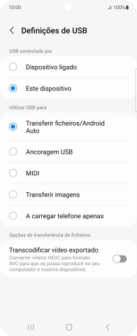 Prima Transferir ficheiros/Android Auto.