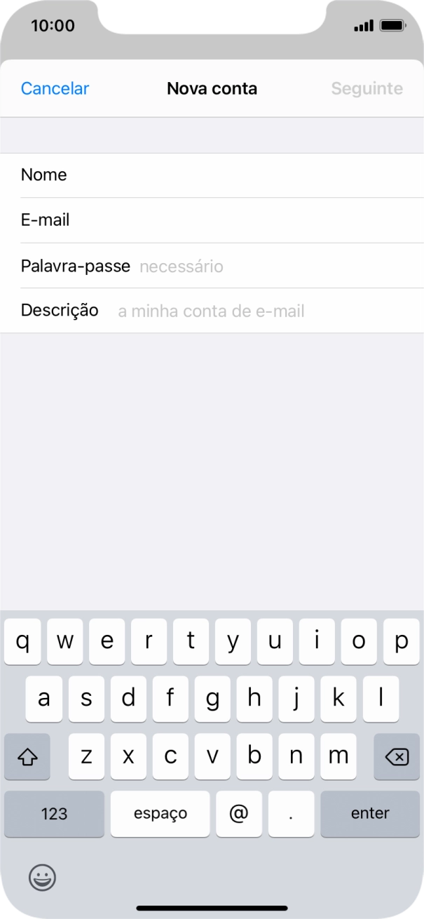 Prima Palavra-passe e introduza a password da sua conta de e-mail na Vodafone.