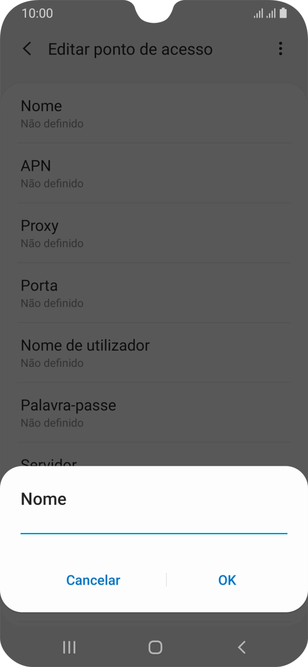 Introduza Vodafone Internet e prima OK.