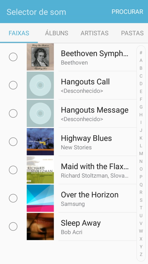 Prima os tons de toque pretendidos para os ouvir.