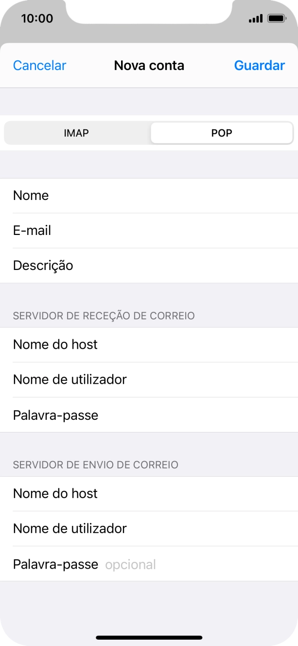 Prima Palavra-passe e introduza a password no servidor de envio do seu fornecedor de e-mail.