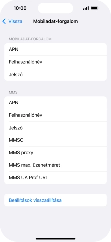 Válaszd az APN lehetőséget. Amennyiben előfizetésed van, írd be azt, hogy mms.vodafone.net.