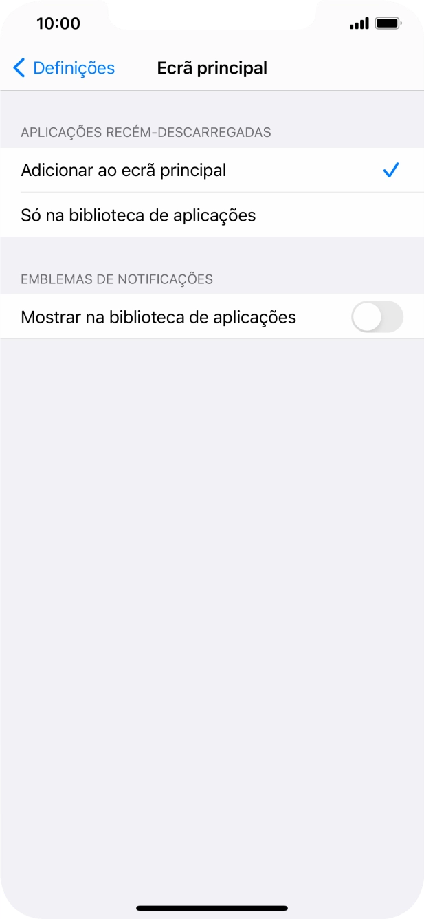 Para adicionar apps recém descarregadas ao ecrã inicial e à biblioteca de apps, deve premir Adicionar ao ecrã principal.