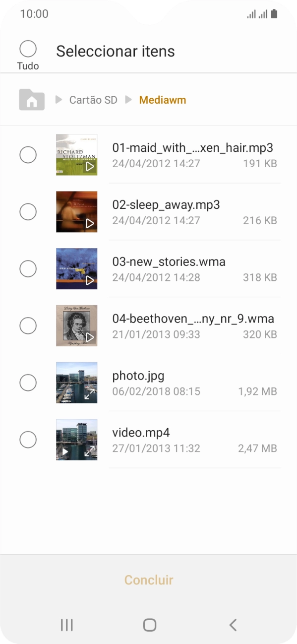 Prima o ficheiro pretendido.