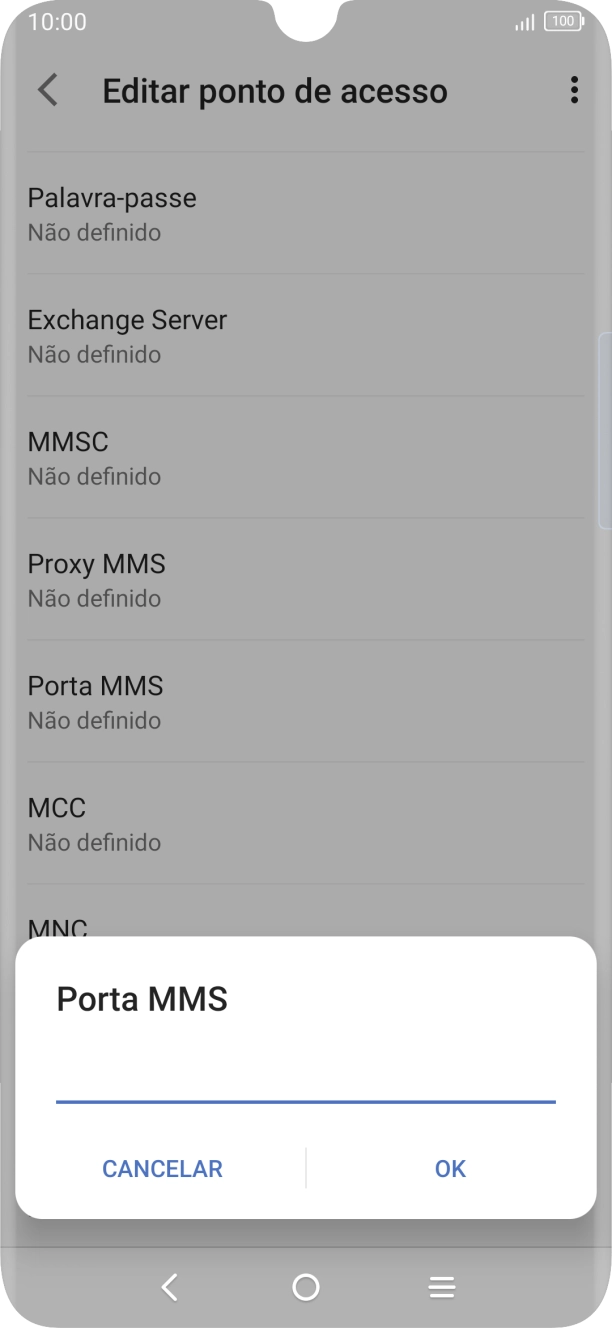 Introduza 80 e prima OK.