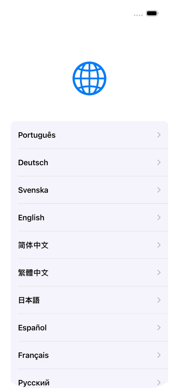 Prima o idioma pretendido.