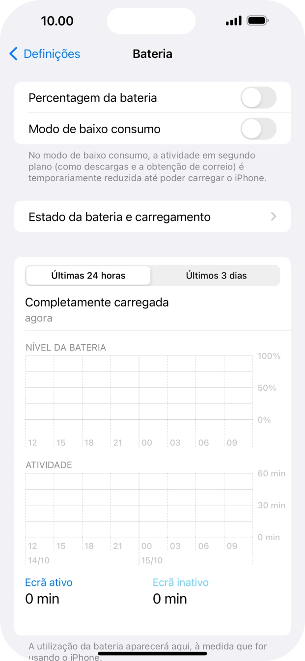 Prima Estado da bateria e carregamento.