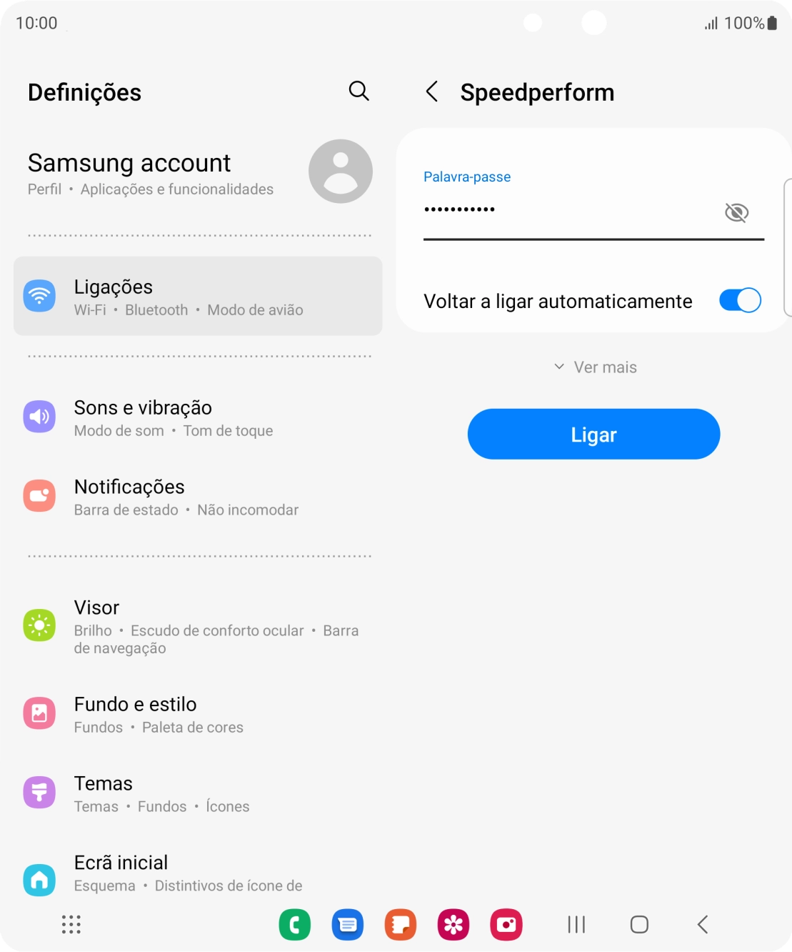 Introduza a password da rede Wi-Fi e prima Ligar.