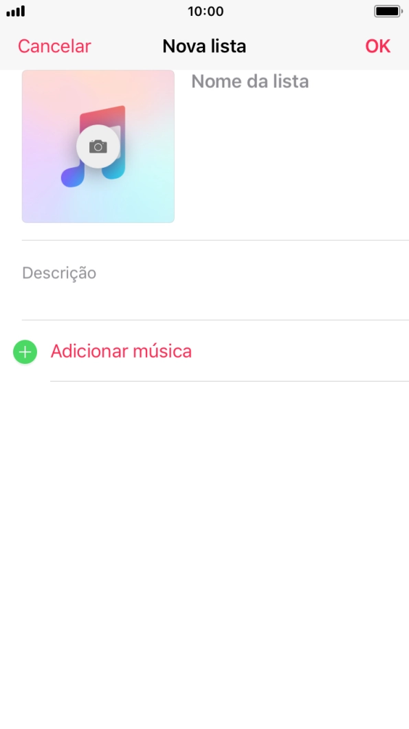 Prima o campo de escrita e introduza o nome da lista de reprodução.