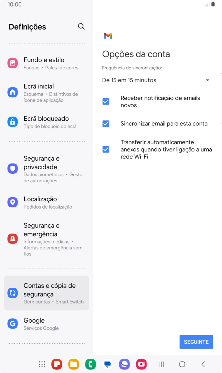 Se o ecrã mostrar esta imagem, a sua conta foi identificada e configurada automaticamente. Siga as indicações no ecrã para introduzir informações adicionais e concluir a configuração.