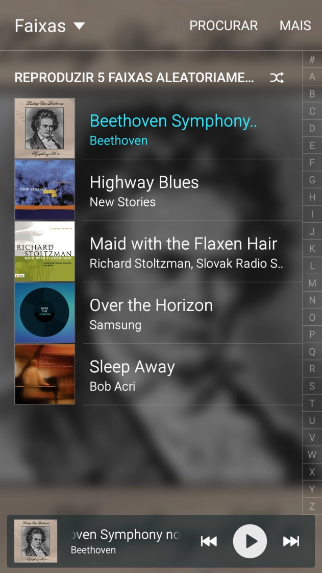 Prima o ficheiro de música pretendido.