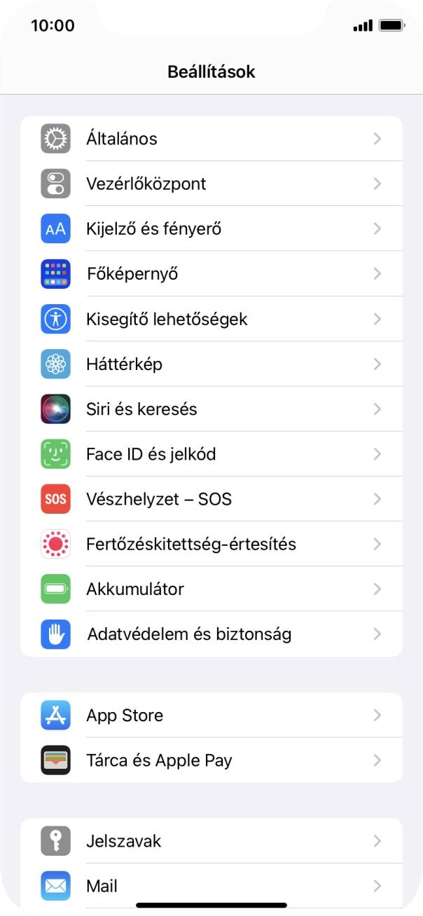 Válaszd a Face ID és jelkód lehetőséget.