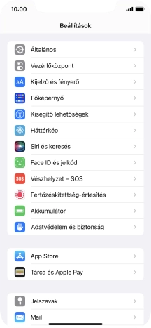 Válaszd a Face ID és jelkód lehetőséget.