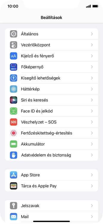 Válaszd a Face ID és jelkód lehetőséget.