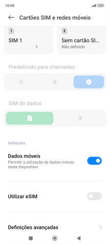 Prima o nome do cartão SIM.