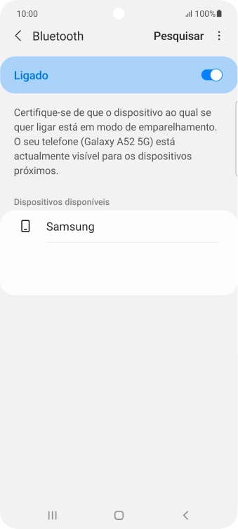 Prima o dispositivo Bluetooth pretendido e siga as indicações no ecrã para emparelhar o dispositivo pretendido com o telefone.