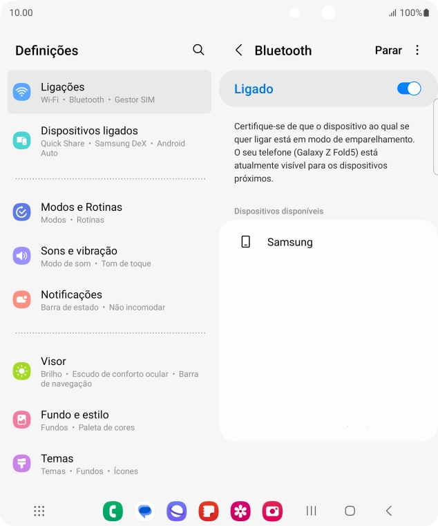 Prima o dispositivo Bluetooth pretendido e siga as indicações no ecrã para emparelhar o dispositivo pretendido com o telefone.